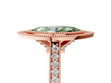 Rose gold Halo Fancy Green Marquise -Cut Diamond Pave Band Milgrain Prong Setting Ring_59