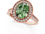Rose gold Halo Fancy Green Oval -Cut Diamond Pave Band Milgrain Prong Setting Ring_56