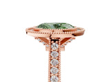 Rose gold Halo Fancy Green Oval -Cut Diamond Pave Band Milgrain Prong Setting Ring_60