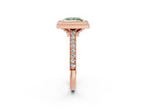 Rose gold Halo Fancy Green Princess -Cut Diamond Pave Band Milgrain Prong Setting Ring_37