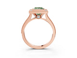 Rose gold Halo Fancy Green Princess -Cut Diamond Pave Band Milgrain Prong Setting Ring_38