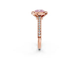 Rose gold Halo Fancy Pink Cushion -Cut Diamond Pave Band Milgrain Prong Setting Ring_58