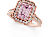 Rose gold Halo Fancy Pink Emerald -Cut Diamond Pave Band Milgrain Prong Setting Ring_75