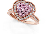 Rose gold Halo Fancy Pink Heart -Cut Diamond Pave Band Milgrain Prong Setting Ring_56