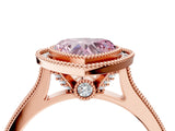 Rose gold Halo Fancy Pink Heart -Cut Diamond Pave Band Milgrain Prong Setting Ring_59