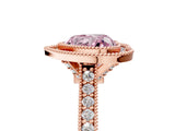 Rose gold Halo Fancy Pink Heart -Cut Diamond Pave Band Milgrain Prong Setting Ring_60