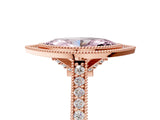 Rose gold Halo Fancy Pink Marquise -Cut Diamond Pave Band Milgrain Prong Setting Ring_59