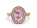 Rose gold Halo Fancy Pink Oval -Cut Diamond Pave Band Milgrain Prong Setting Ring_54