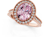 Rose gold Halo Fancy Pink Oval -Cut Diamond Pave Band Milgrain Prong Setting Ring_55