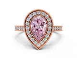 Rose gold Halo Fancy Pink Pear -Cut Diamond Pave Band Milgrain Prong Setting Ring_55