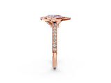 Rose gold Halo Fancy Pink Pear -Cut Diamond Pave Band Milgrain Prong Setting Ring_57