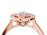 Rose gold Halo Fancy Pink Pear -Cut Diamond Pave Band Milgrain Prong Setting Ring_59