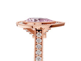 Rose gold Halo Fancy Pink Pear -Cut Diamond Pave Band Milgrain Prong Setting Ring_60