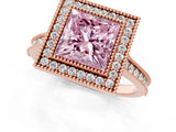 Rose gold Halo Fancy Pink Princess -Cut Diamond Pave Band Milgrain Prong Setting Ring_36