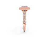 Rose gold Halo Fancy Pink Princess -Cut Diamond Pave Band Milgrain Prong Setting Ring_37