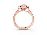 Rose gold Halo Fancy Pink Radiant -Cut Diamond Pave Band Milgrain Prong Setting Ring_58