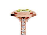 Rose gold Halo Fancy Yellow Asscher -Cut Diamond Pave Band Milgrain Prong Setting Ring_40