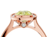 Rose gold Halo Fancy Yellow Cushion -Cut Diamond Pave Band Milgrain Prong Setting Ring_59