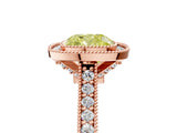 Rose gold Halo Fancy Yellow Cushion -Cut Diamond Pave Band Milgrain Prong Setting Ring_60