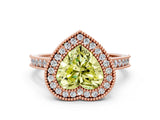 Rose gold Halo Fancy Yellow Heart -Cut Diamond Pave Band Milgrain Prong Setting Ring_55