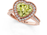 Rose gold Halo Fancy Yellow Heart -Cut Diamond Pave Band Milgrain Prong Setting Ring_56