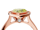 Rose gold Halo Fancy Yellow Heart -Cut Diamond Pave Band Milgrain Prong Setting Ring_59