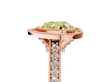Rose gold Halo Fancy Yellow Heart -Cut Diamond Pave Band Milgrain Prong Setting Ring_60
