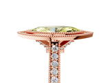 Rose gold Halo Fancy Yellow Marquise -Cut Diamond Pave Band Milgrain Prong Setting Ring_45