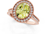 Rose gold Halo Fancy Yellow Oval -Cut Diamond Pave Band Milgrain Prong Setting Ring_56