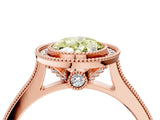 Rose gold Halo Fancy Yellow Oval -Cut Diamond Pave Band Milgrain Prong Setting Ring_59