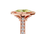 Rose gold Halo Fancy Yellow Oval -Cut Diamond Pave Band Milgrain Prong Setting Ring_60