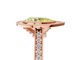 Rose gold Halo Fancy Yellow Pear -Cut Diamond Pave Band Milgrain Prong Setting Ring_60