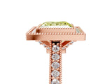 Rose gold Halo Fancy Yellow Princess -Cut Diamond Pave Band Milgrain Prong Setting Ring_39