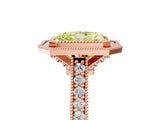 Rose gold Halo Fancy Yellow Radiant -Cut Diamond Pave Band Milgrain Prong Setting Ring_60