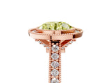Rose gold Halo Fancy Yellow Round -Cut Diamond Pave Band Milgrain Prong Setting Ring_39