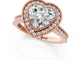 Rose gold Halo Heart-Cut Diamond Pave Band Milgrain Prong Setting Ring_50