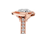 Rose gold Halo Heart-Cut Diamond Pave Band Milgrain Prong Setting Ring_54