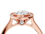 Rose gold Halo Oval-Cut Diamond Pave Band Milgrain Prong Setting Ring_50