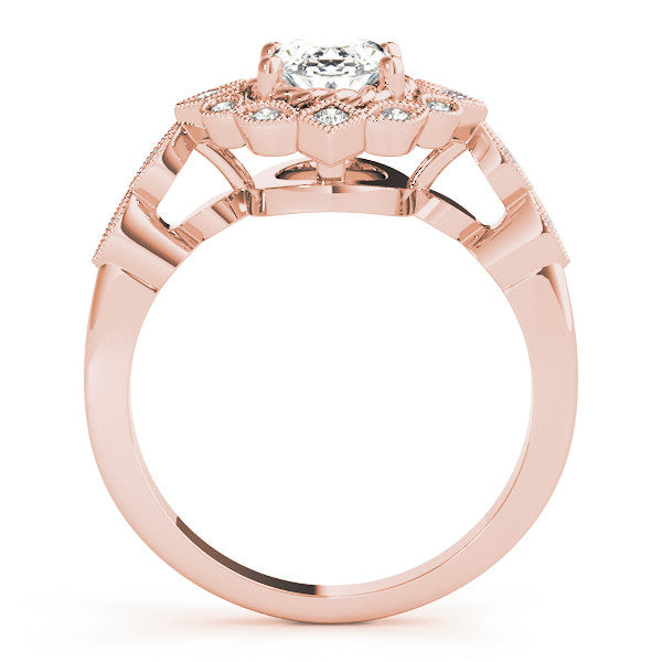 Rose gold Halo Oval Diamond Milgrain Infinity Band with Four-Prong Setting 2