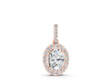 Rose gold Halo Oval Diamond Pendant with Prong Setting_15