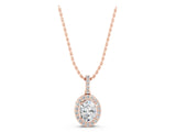 Rose gold Halo Oval Diamond Pendant with Prong Setting_16
