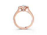 Rose gold Halo Pear-Cut Diamond Pave Band Milgrain Prong Setting Ring_100