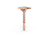 Rose gold Halo Pear-Cut Diamond Pave Band Milgrain Prong Setting Ring_99