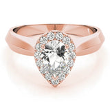 Rose gold Halo Pear Cut Solitaire Diamond Ring with Prong Setting 1