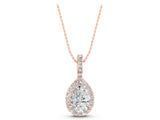 Rose gold Halo Pear Diamond Pendant with Prong Setting_10