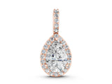 Rose gold Halo Pear Diamond Pendant with Prong Setting_9