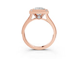 Rose gold Halo Princess-Cut Diamond Pave Band Milgrain Prong Setting Ring_52