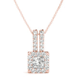 Rose gold Halo Princess Cut Double Bail Pendant