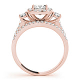Rose gold Halo Princess Cut Split Shank Diamond Ring with Four-Prong Setting 2
