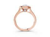 Rose gold Halo Radiant-Cut Diamond Pave Band Milgrain Prong Setting Ring_40